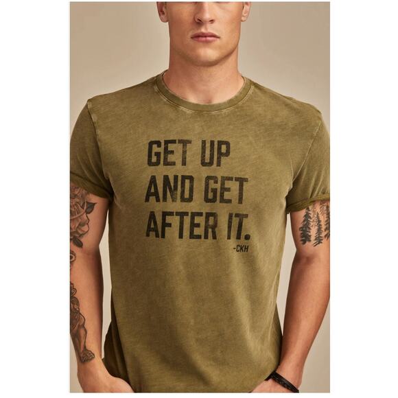 Lucky Brand X Cole Hauser Green Get After It Graphic Tee Sz Xl - Picture 1 of 7